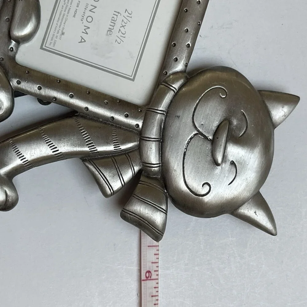 Silver‎ Tone Kitty Cat Photo Frame Sonoma Mouse Picture Frame Home Decor